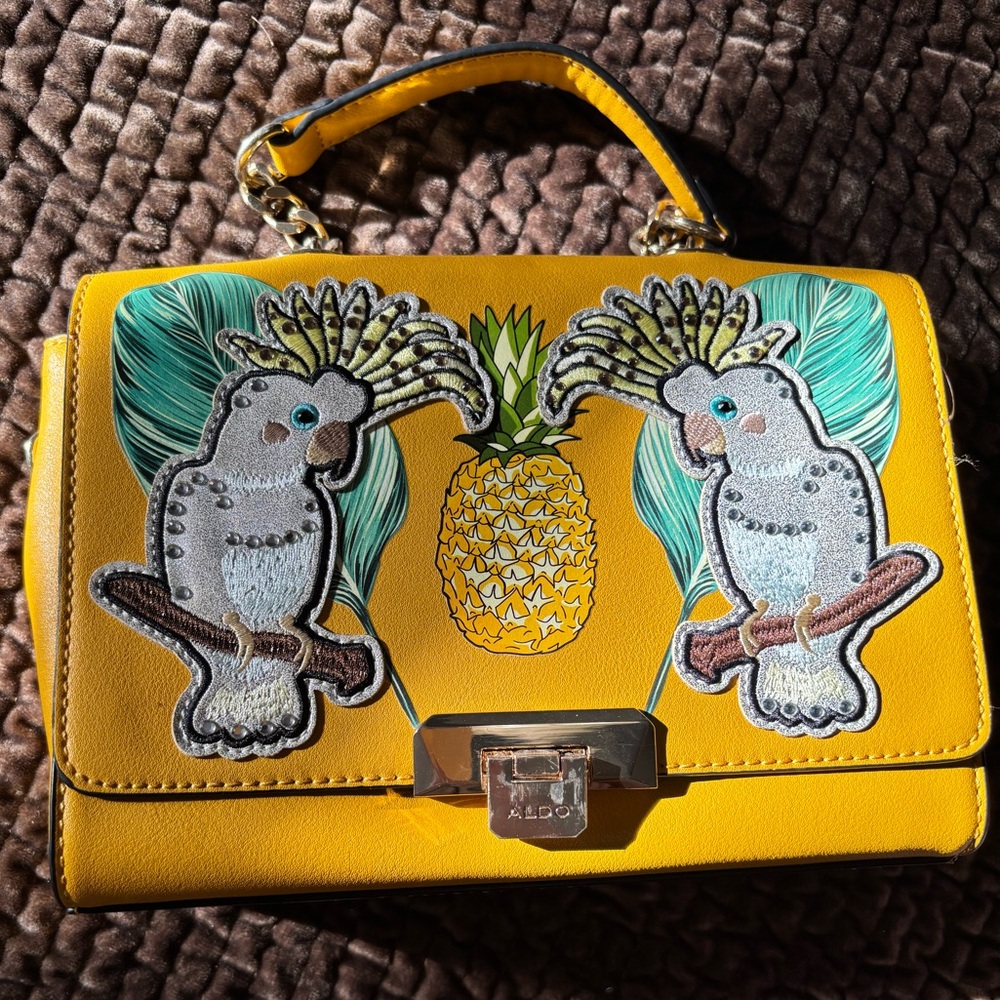Aldo Yellow Summer Crossbody Bag with Pineapple Design